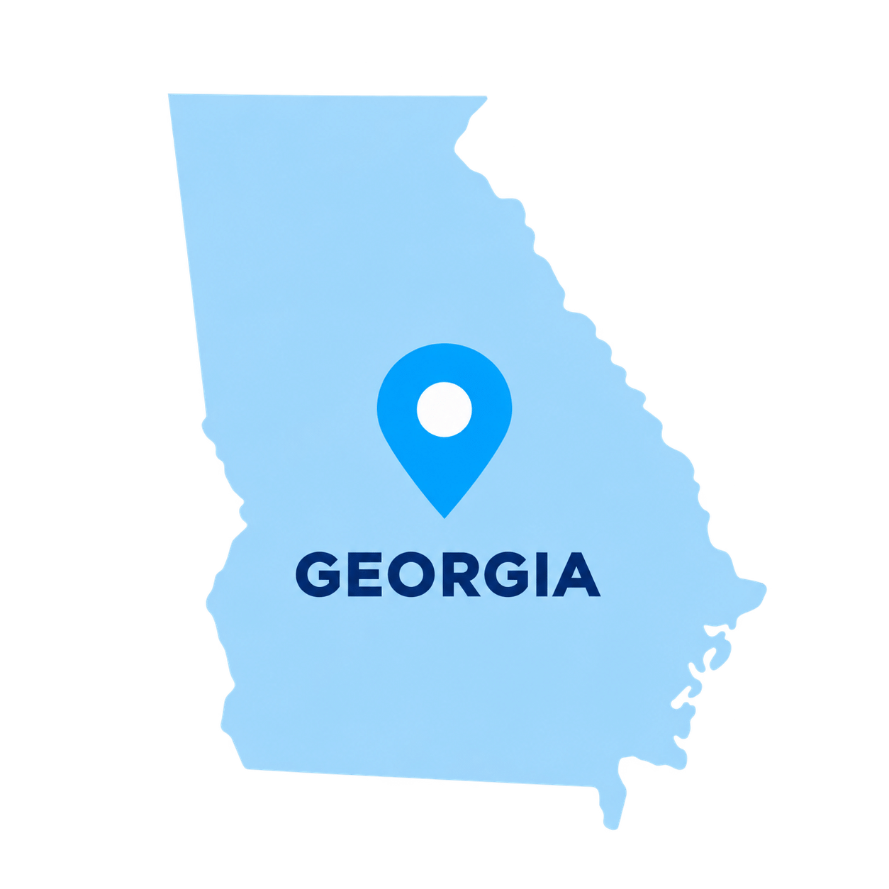 Georgia state map with a blue location pin