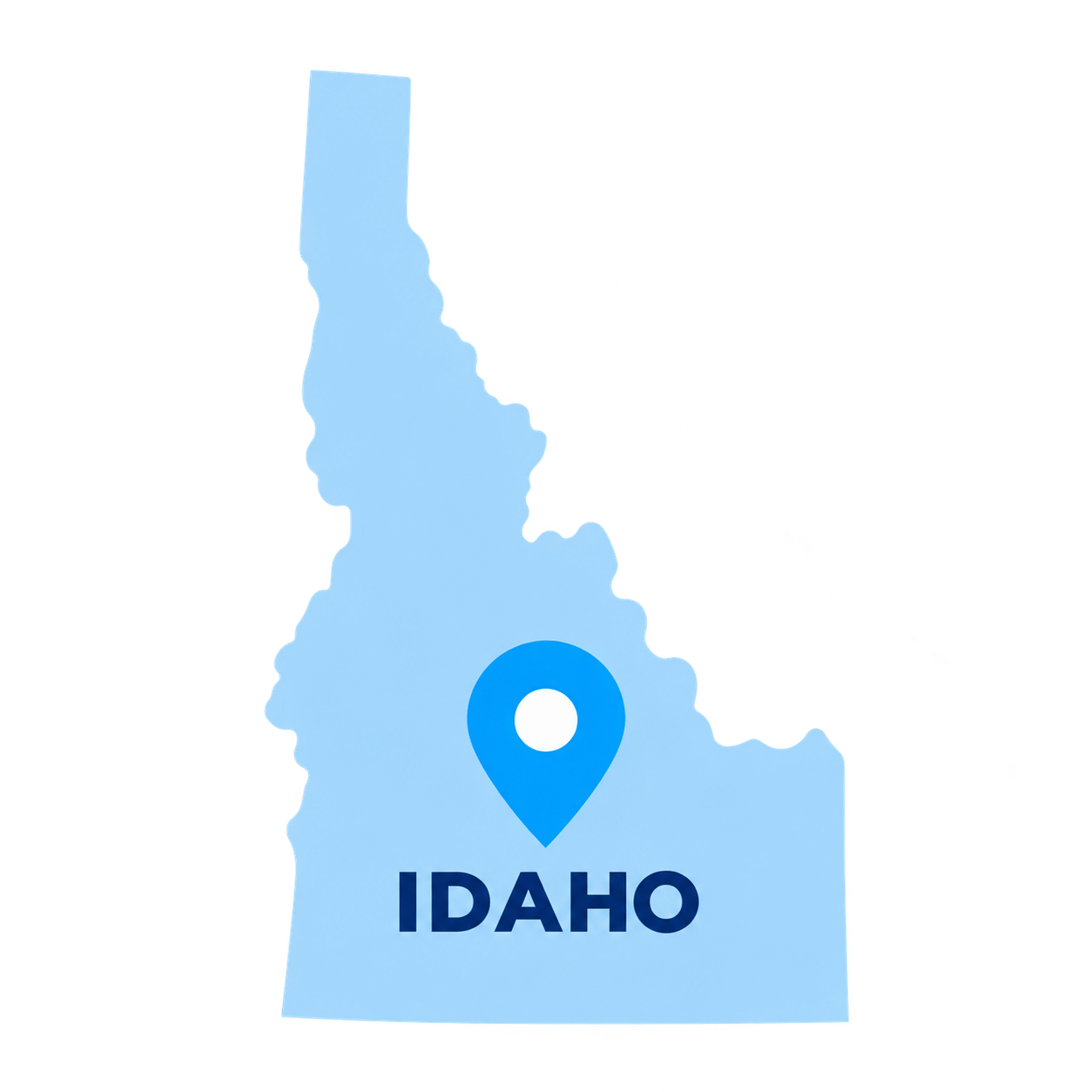 Idaho state map with a blue location pin