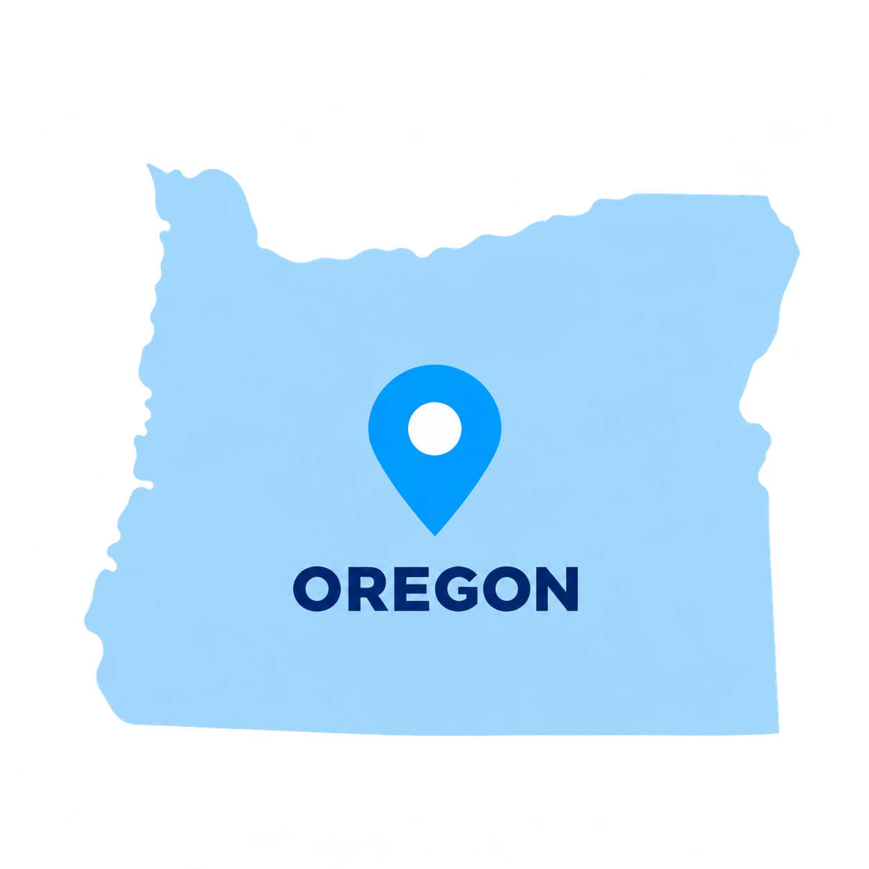 Oregon state map with a blue location pin