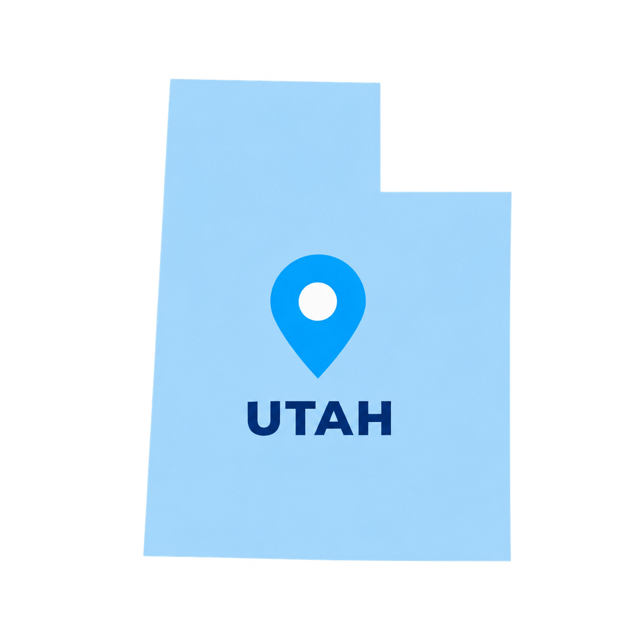 Utah state map with a blue location pin