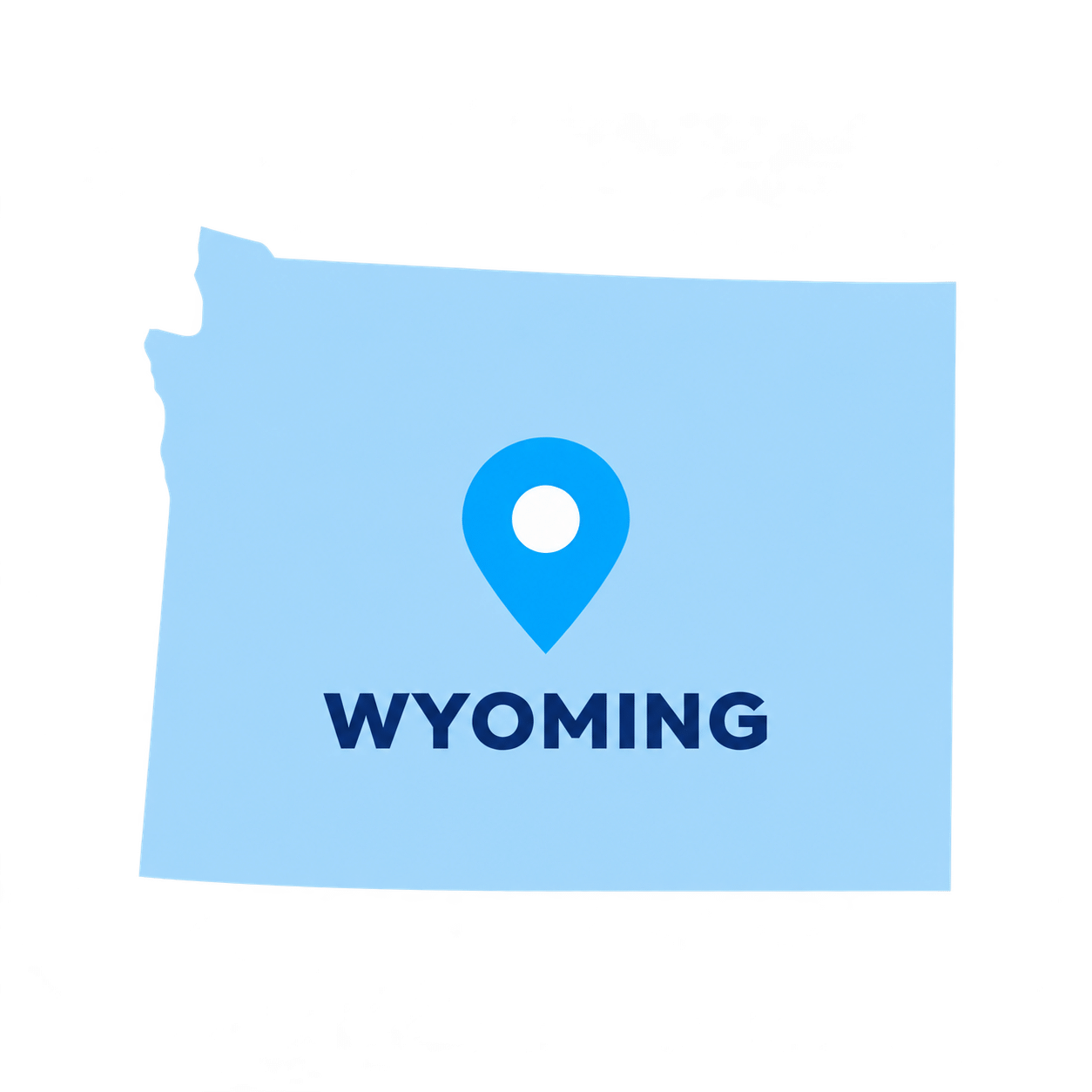 Wyoming state map with a blue location pin